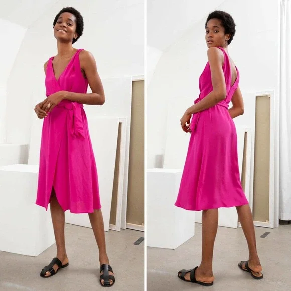 Other Stories Dresses Other Stories Midi Wrap Dress Pink Poshmark